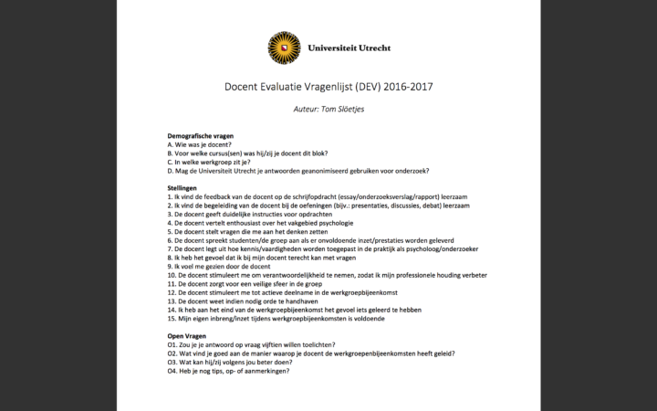 Een peer review systeem met ondersteuning van een Docent Evaluatie